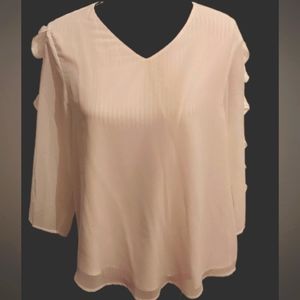 Anthony Richards 10 petite (MP) white flowy shirt, waterfall ruffle sleeves!